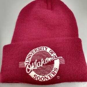 VTG Oklahoma Sooners Circle Logo Winter Knit Beanie Hat 90s NCAA  Folded Cuff